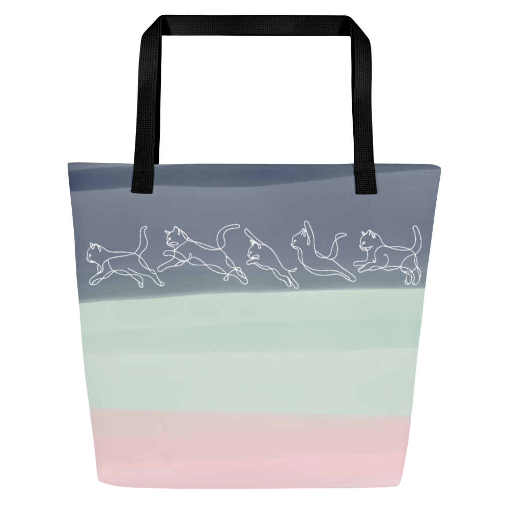 Line-Art Kitten Large Tote Bag by Feral Threads