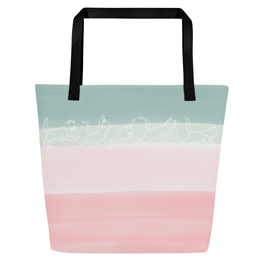 Line-Art Kitten Large Tote Bag by Feral Threads