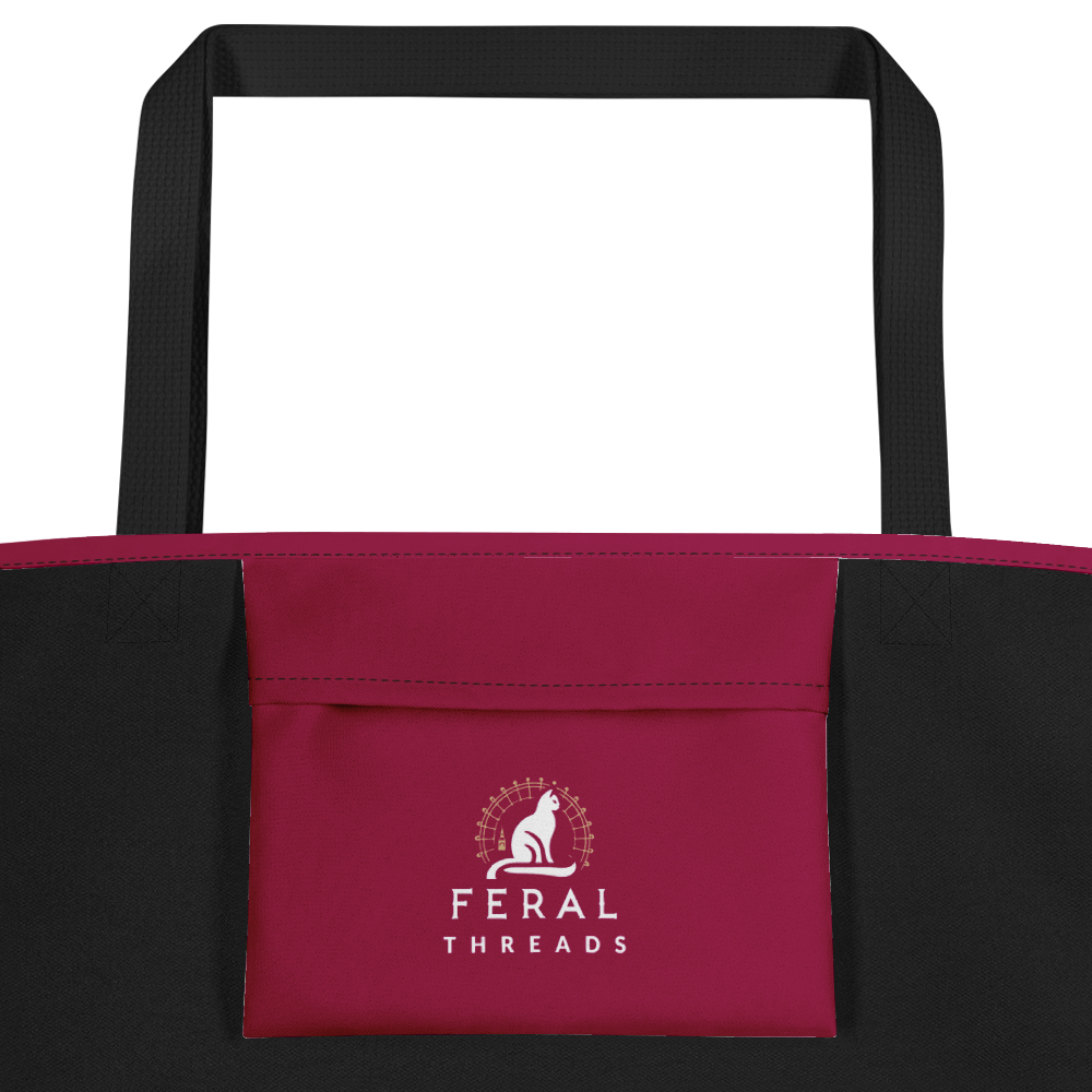 Line-Art Kitten Large Tote Bag by Feral Threads