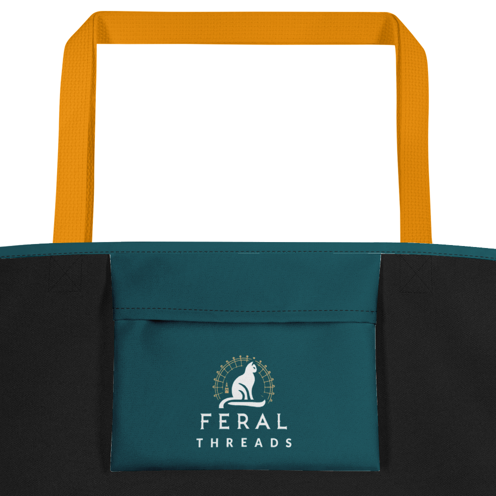 Line-Art Kitten Large Tote Bag by Feral Threads