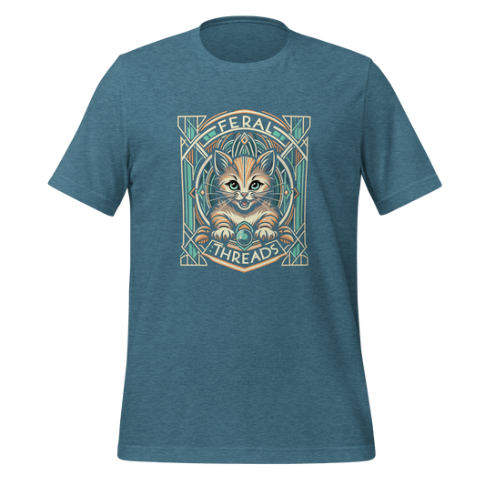 Art Deco Kitten Unisex T-shirt by Feral Threads